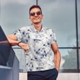 thumbnail image 4 of Balery Indigo Tie Dye Camisa Polo de Hombre con Estampado, de Manga Corta y Tejido Medio, Camisa Tipo Golf Polo-3X-Large, 4 of 5