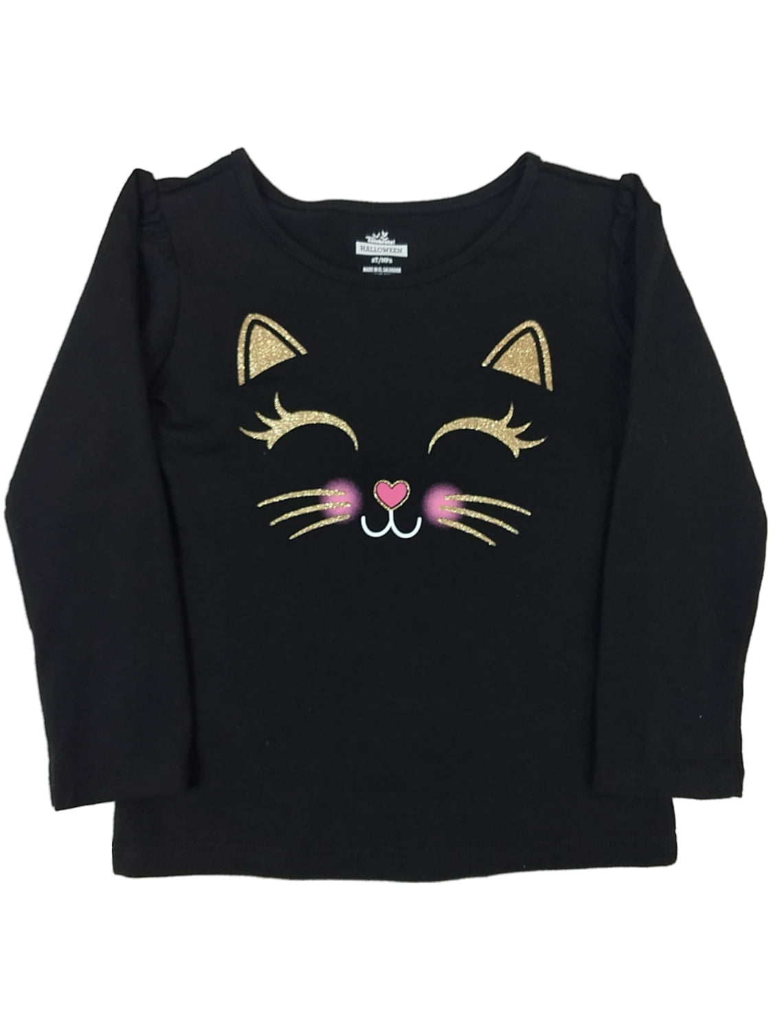Kids Long Sleeve Character Top Girls Printed Cat Shirts Size 2-6 Years Pink,Red 