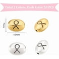 thumbnail image 4 of Ribbon Beads for Bracelet Oval Spacer Beads Cancer Awareness Ribbon Bead Alloy Metal Charms for Jewelry Making, 4 of 8