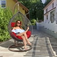 thumbnail image 4 of Island Gale® Hanging Chair Deep Seat Cushion Set Included Headrest and Armrest - Outdoor Porch Backyard Patio Hammock Swing Furniture Replacement Cushions (Red), 4 of 4