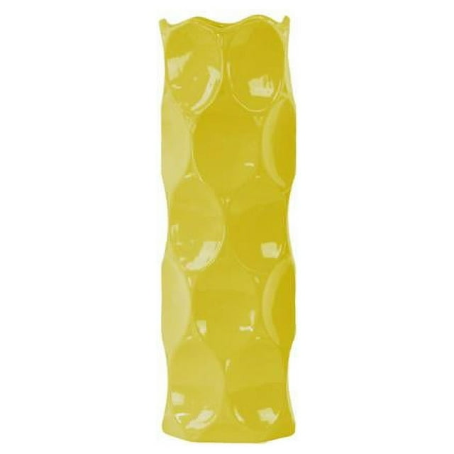 Urban Trends Collection 24418 Ceramic Round Cylindrical Vase With Dimpled Sides- Large - Yellow