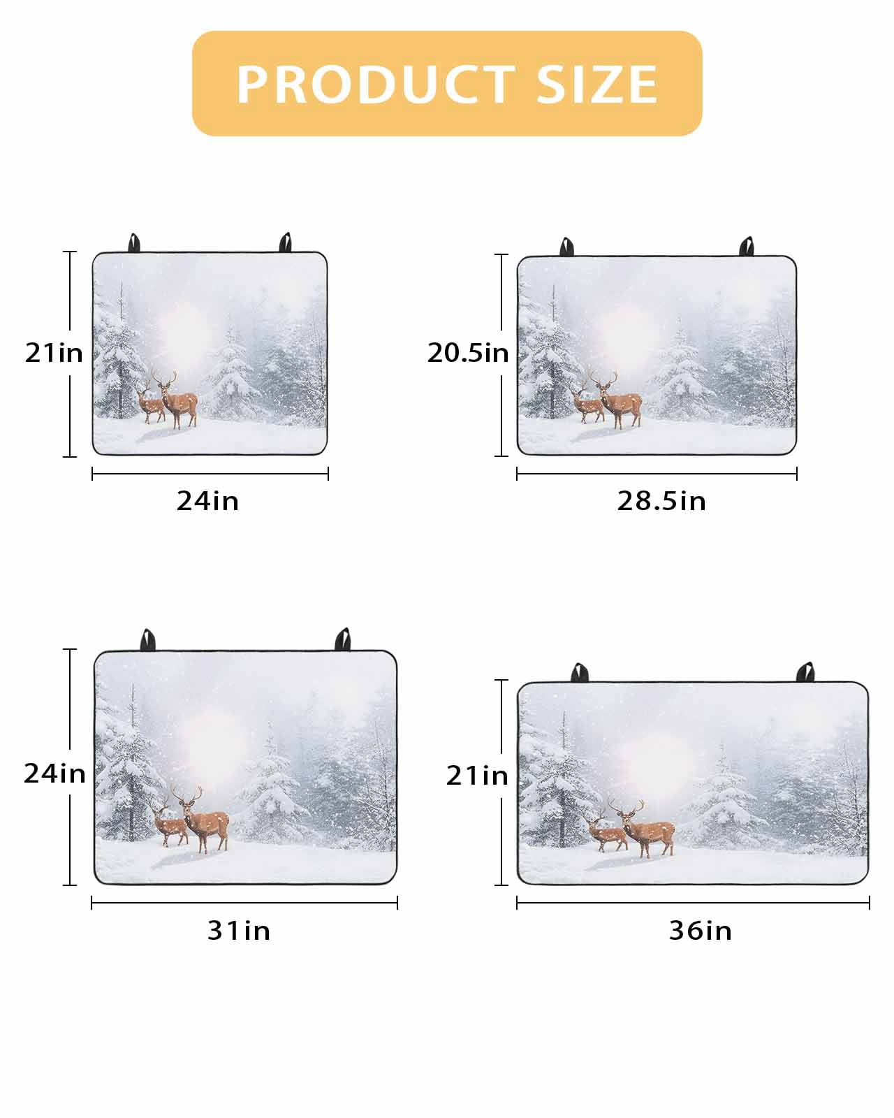 Large Induction Cooktop Protector Mat Christmas Stove Top Covers for Electric Stove, Winter Deer Pine Trees Nature Snow Scene Decorative Stove Burner Cover Mats, Glass Top Stove Cover