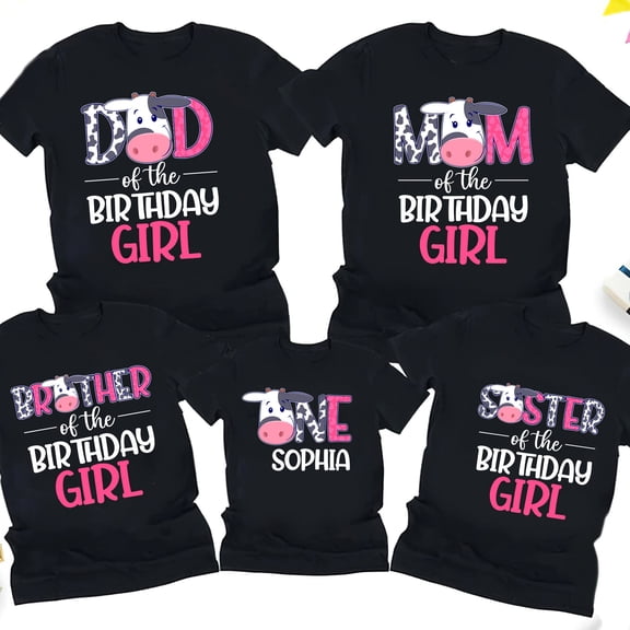 Cow Family Birthday Shirt, Farm Birthday Girl, Cow Matching Shirt, Farm Birthday Shirts, M