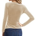 thumbnail image 3 of Trendy Wrap Tops for Women Slim Fit Soft Velvet V Neck Blouses Party Casual Going Out T Shirts Pure Color (L, Beige), 3 of 4