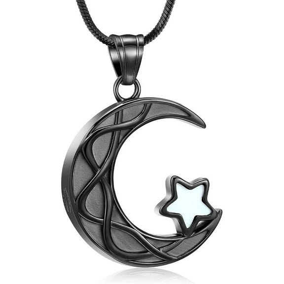 Mini Moon Cremation Jewelry for Ashes Moon Urn Necklace Stainless Steel Memorial Lockets Keepsakes Jewelry for Ashes Pendant - Fill kit