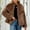Khaki, variant on Women's Winter Faux Fur Coat with Turn Down Collar Long Sleeve Warm Jacket Outerwear for Ladies Casual Plus Size