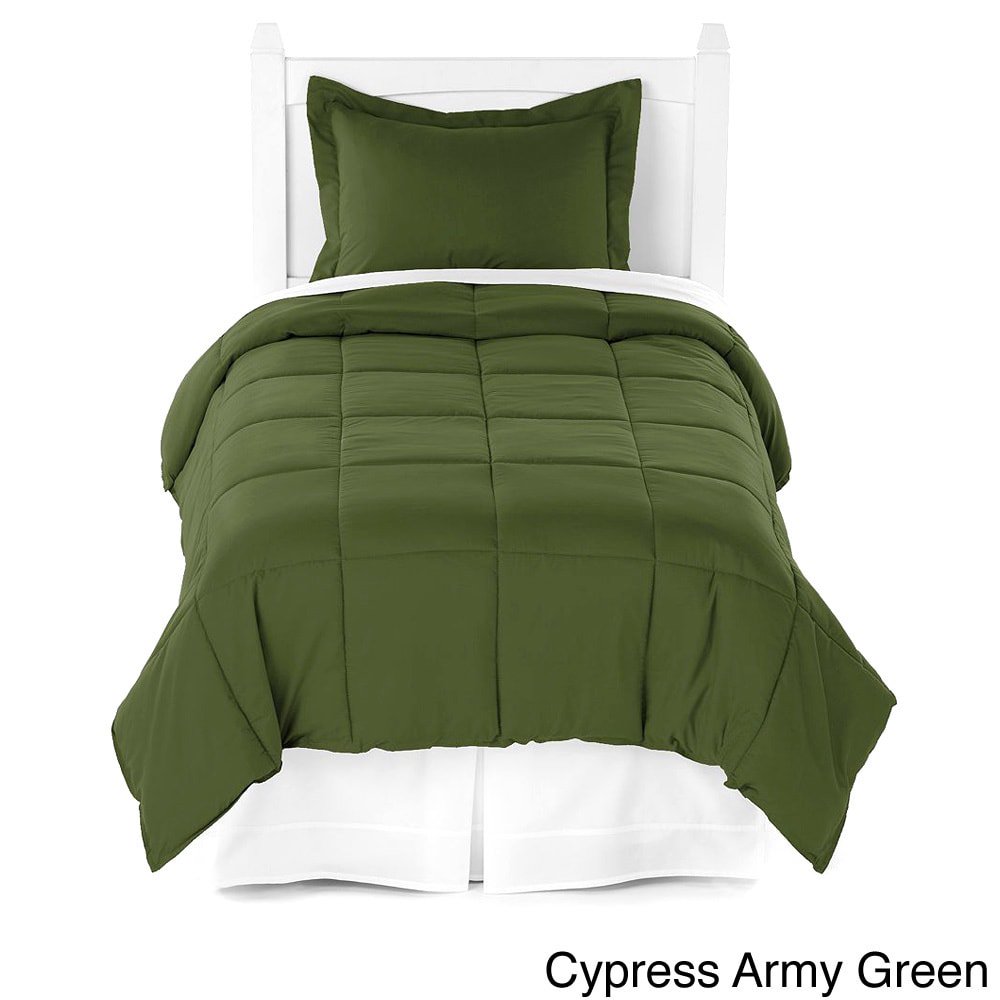 Bare Home Hypoallergenic AllSeason Down Alternative Comforter Set Cypress Green Twin Twin XL