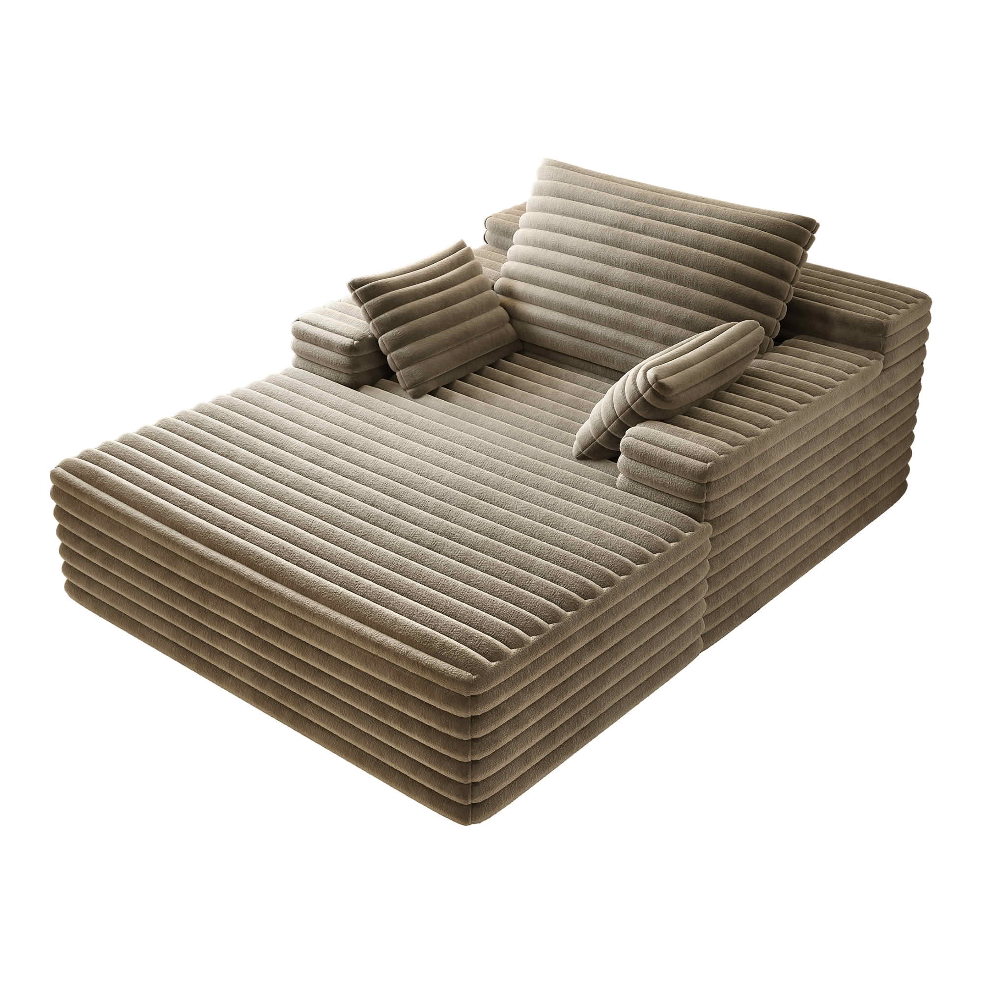 MAYEERTY 63" Camel Oversized Indoor Chaise Lounge, Plush Sleeper Sofa with Warm, Cozy Fabric, No Assembly – Your Go-To for Ultimate Comfort