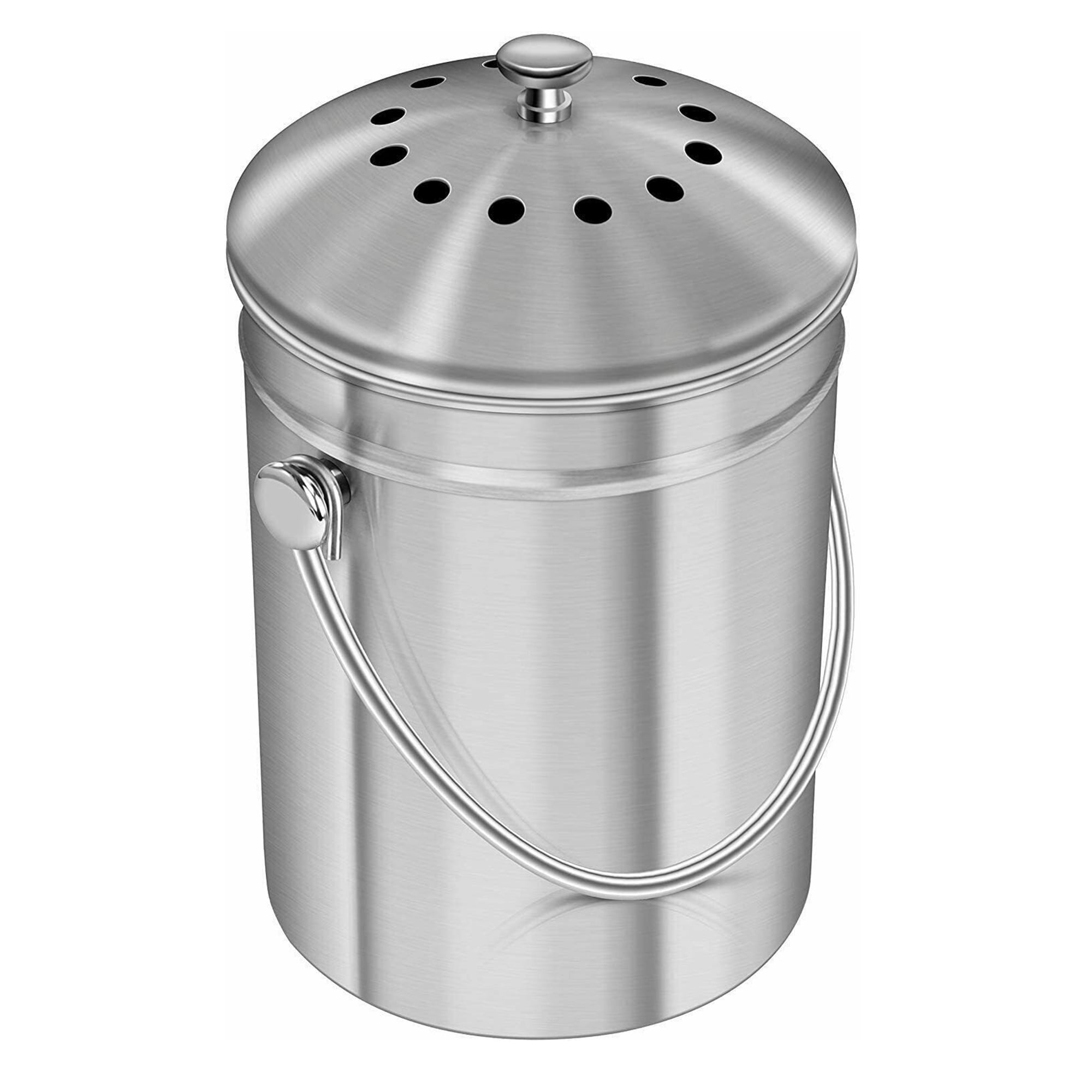 JOE&LEAH Kitchen Stainless Steel Compost Bin (0.92 Gallon) - Premium 304  Rust-Resistant Composter countertop bin with Metal lid Bucket Pail Indoor