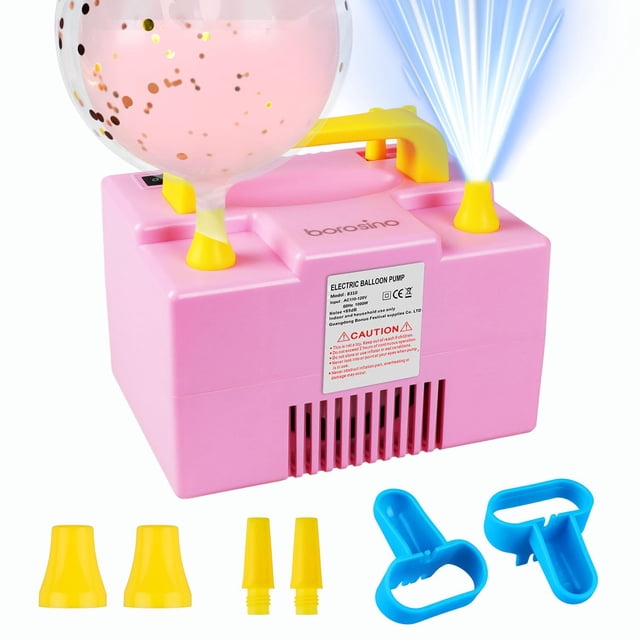 Borosino Balloon Pump Electric 1000W 110V, Fresh Cooler Air Blow Powerful Electric Balloon Inflator Suitable for Rapid Inflation of All Double-Layer, Long Time Last Without Worrying About Heat(Pink)