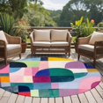thumbnail image 4 of Round Rugs 7Ft, Colorful Abstract Art Round Area Rug Washable Indoor Throw Carpet, Modern Geometric Oil Painting Large Non Slip Circle Rug for Dining Room Playroom Home Decor Aesthetic, 4 of 8