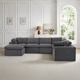 thumbnail image 5 of 139" Oversized Modular Sectional Sofa with Movable Ottoman, 7 Seater Corduroy Boneless Cloud Couch for Living Room, No Assembly Required, Beige, 5 of 12