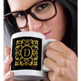 thumbnail image 2 of 3drose, Floral Decorative Monogram. Gold on Black. Charming Letter D, 15oz Mug, 2 of 6
