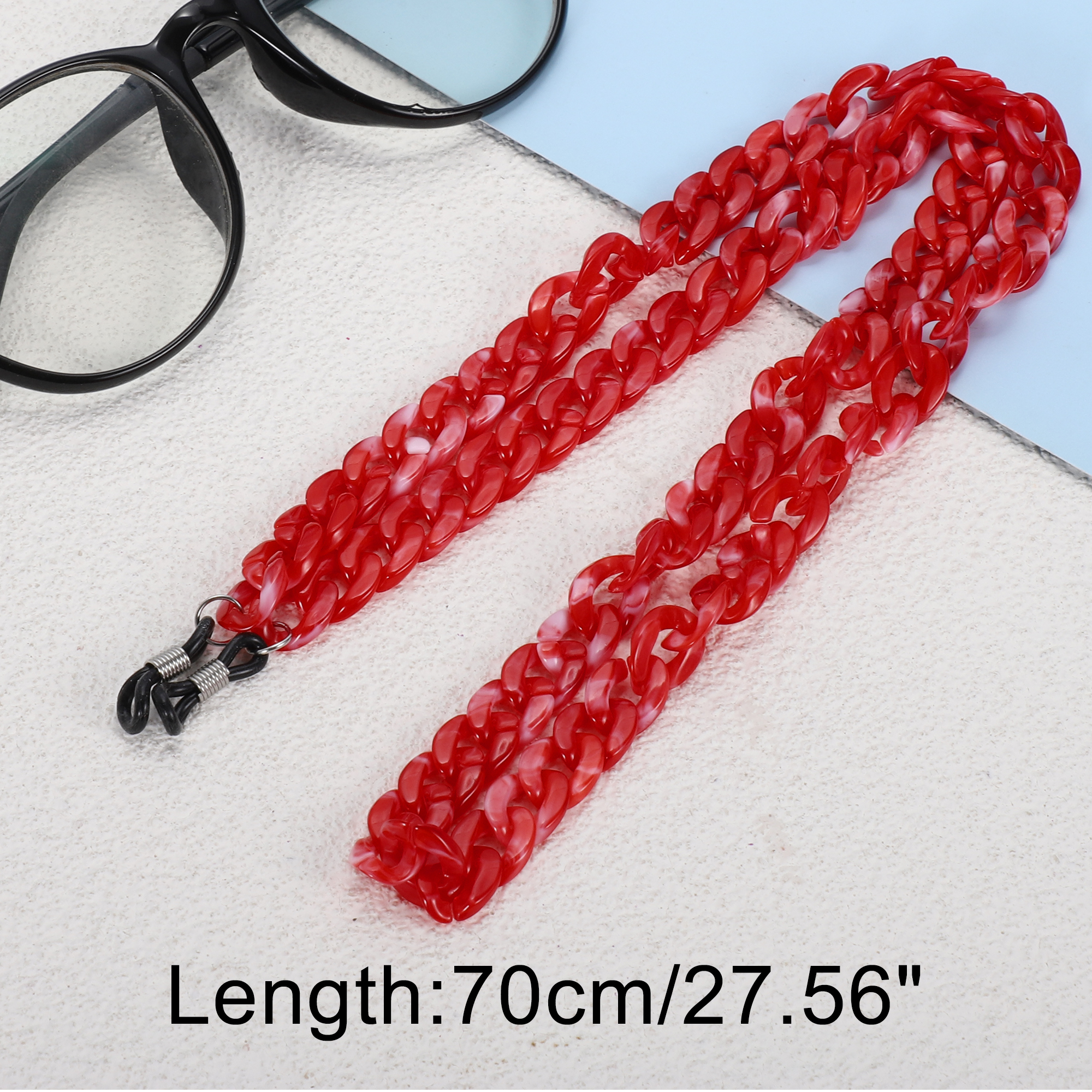Unique Bargains Dopamine Color Pattern Eyeglass Chain 27.56" 1 Pc Red