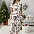 thumbnail image 5 of TTUHYWXI Women Christmas Lounge Pajama Set Satin Long Sleeve Button Down Shirt Pants Set 2 Piece Santa Print Pjs Outfits (White, XXL), 5 of 5