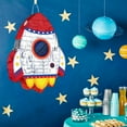 thumbnail image 4 of Dserhfy Pull String Rocket Ship Pinata Rocket Pinatas with Blindfold Bat Stick Confetti for Kids Space Themed Birthday Party Supplies, 4 of 7
