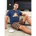 thumbnail image 3 of Men 1pc Cartoon Graphic Sleep Tee & 1pc Plaid Print Shorts, 3 of 4