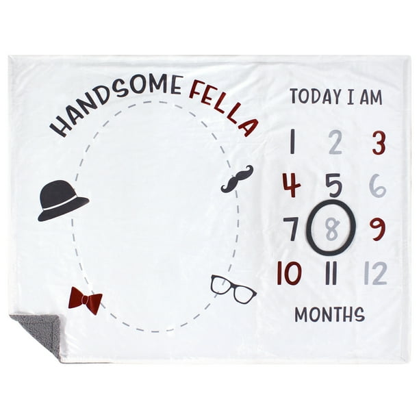 Hudson Baby Milestone Blanket, Handsome Fella, One Size
