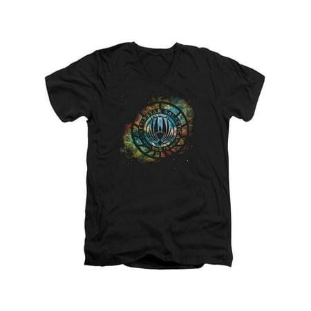 - Battlestar Galactica TV Series Starburst Galaxy Emblem Adult V-Neck T-Shirt Tee