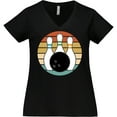 thumbnail image 3 of Inktastic Bowling Pins Ball Bowler Retro Sunset Women's Plus Size V-Neck T-Shirt, 3 of 5