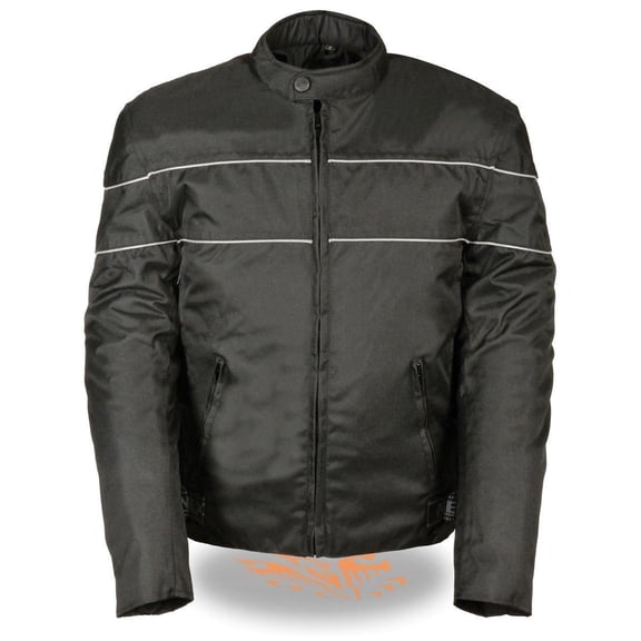 NexGen SH212102 Men's Black Textile Vented Moto Jacket with Reflective Piping Small