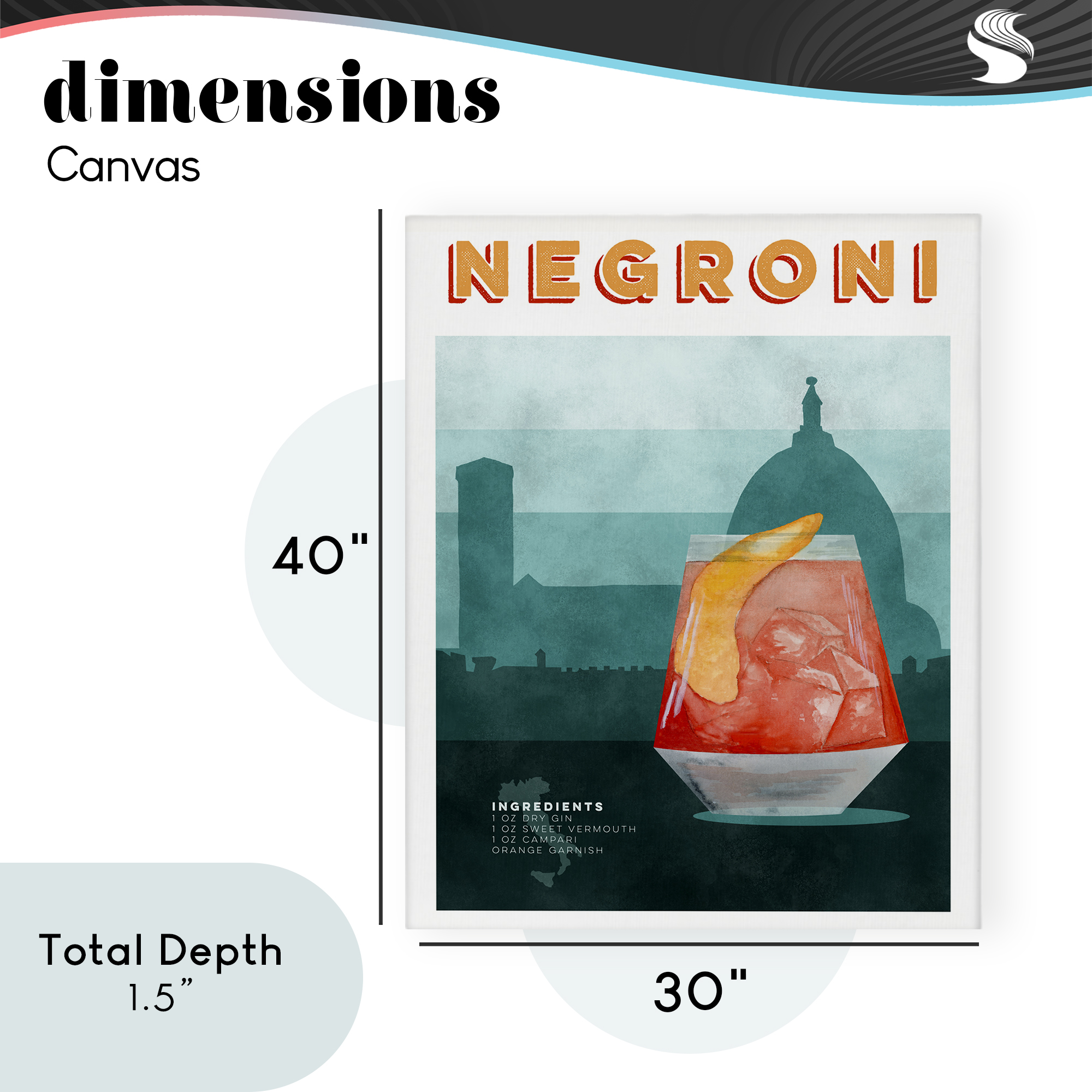 Retro Negroni & Architecture Canvas Wall Art, design by Brett Blumenthal