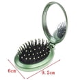 thumbnail image 2 of Travel Hair Brush Round Folding Pocket Design with Mirror Brass Compact for Smooth Glide Styling, 2 of 4