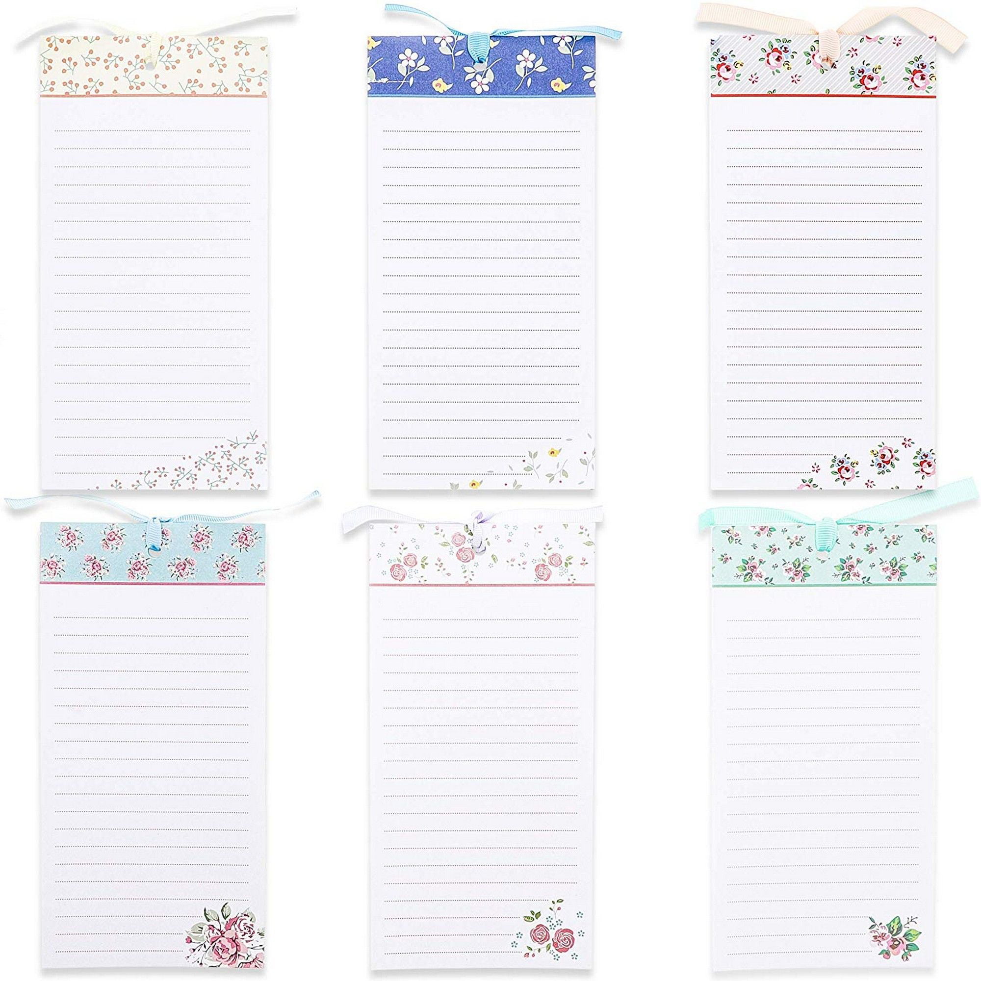 Full Magnet Back To-Do-List Notepads 6-Pack Magnetic Note Pads Lists 60 Sheets Per Pad Grocery List Magnet Pad for Fridge 6 Cute Foliage Designs 