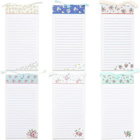 6-Pack Magnetic Note Pads, Grocery List, Tasks & Shopping Notepad Memo for Fridge, Flower Designs, 60-Sheet per Pad, 4" x 8"