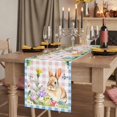 thumbnail image 2 of Table Runners 70 Inches Long Dress Scarves, Happy Easter Bunny Farmhouse Coffee/Dining/Kitchen Table Decor, Holiday Table Runner, Spring Floral Pink Blue Plaid 13x70 Inch, 2 of 9