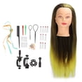 thumbnail image 2 of Cabeza de maniquí de peluquería fácil de montar mezcla de colores cabeza de trenzado de cabello tinta de simulación amarilla portátil para salón para práctica de ANGGREK Otros, 2 of 8