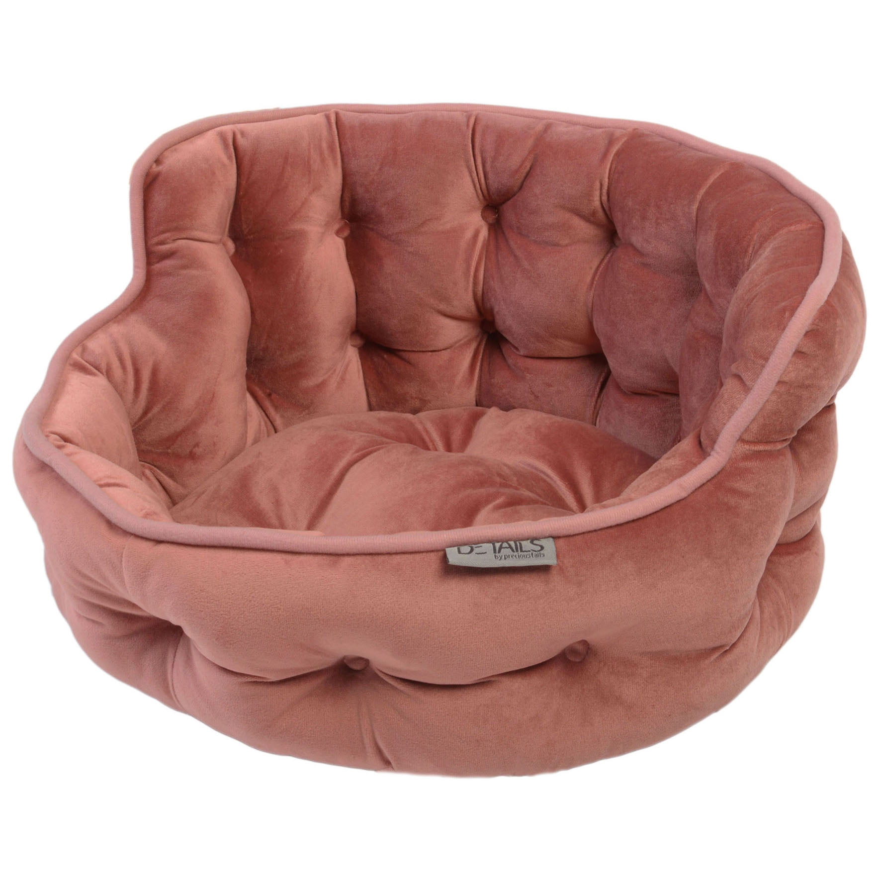 Precious Tails Ultra Plush Mini Tufted Velvet Round Cuddler Dog Cat Pet Bed -Small