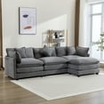 thumbnail image 2 of EUROCO 112.2" Modern L-Shape Sectional Sofa Couch, Chenille Upholstered Sofa with Ottoman and 5 Pillows, Indoor furniture for Living Room, Gray, 2 of 8