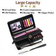 Sendefn Wallets for Women Genuine Leather Credit Card Holder with RFID Blocking Large Capacity Wristlet