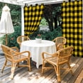 thumbnail image 4 of Outdoor Curtains for Patio Waterproof, Black Yellow Plaid Windproof Pravicy Outside Porch Blackout Curtain, Retro Country Buffalo Check Gingham Sun Blocking Grommets Curtains for Cabana 54"x108", 4 of 9