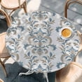 thumbnail image 2 of Blue Tan Flower Round Tablecloth, Fitted Table Cover with Elastic for 55"-60" Round Tables, Abstract Vintage Ethnic Tribal Boho Table Cloth Outdoor Indoor Dinning Party Waterproof Tablecloths, 2 of 7