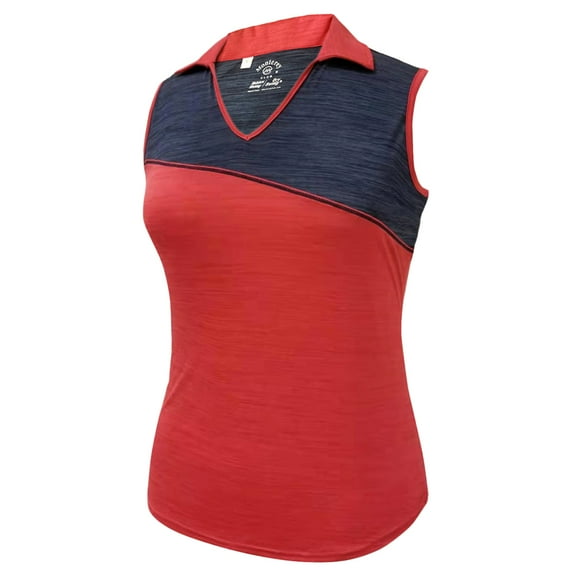 Monterey Club Women's Melange Flash Colorblock Sleeveless Golf Polo Shirt #2477