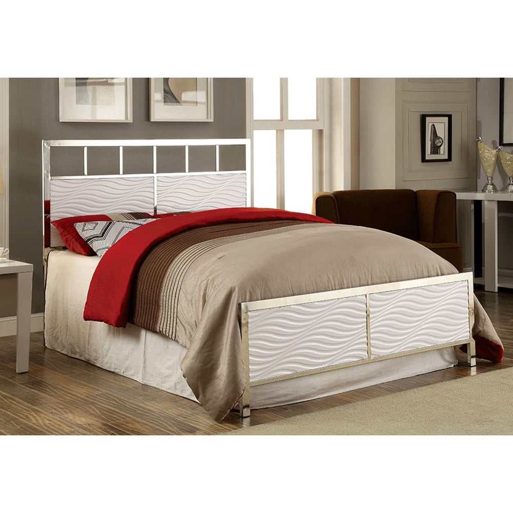 Furniture of America Tessa Headboard and Footboard, Queen, White