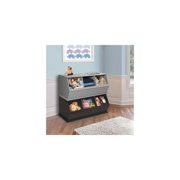 3-Bin Stackable Storage Cubby - Modular Organizer for Toys, Books & Crafts - Gray Finish