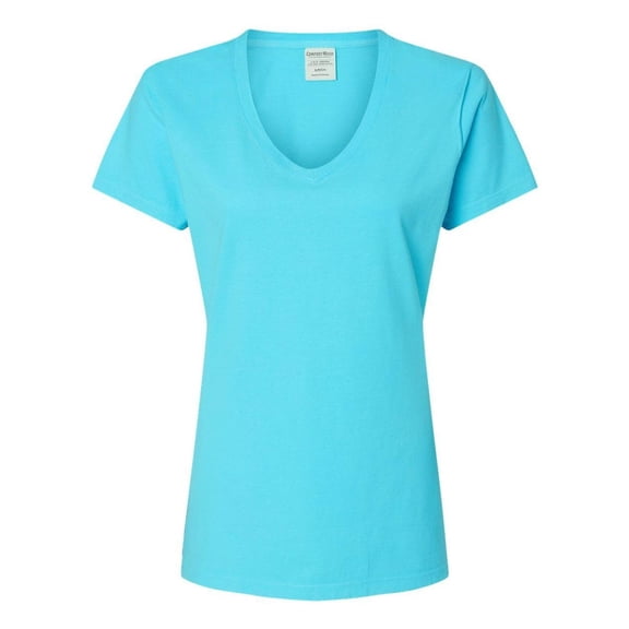 Hanes V-Neck T-Shirt Women's Garment Dyed Short Sleeve Tee Ringspun Cotton