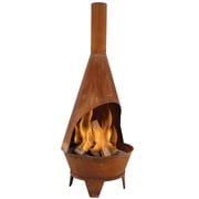 Sunnydaze Chiminea Fire Pit - Large Outdoor Patio Wood-Burning Mexican Style Backyard Fireplace Stove - Oxidized Rustic Cold-Rolled Steel - 6 Foot Tall