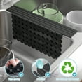 thumbnail image 3 of OTHWAY 9.5"x12" Non-Slip Double Sink Divider Protector Mat - Heavy-Duty Dish Drying Rack with Strong Suction Cups, Easy to Clean & No Smell Kitchen Sink Tray for Glassware, Plates & Dishes (Black), 3 of 7
