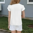thumbnail image 7 of Mwjwdo Deals Girls Summer T Shirts Casual Loose Pleated Double Layer Ruffle Short Sleeve Blouse Cute Fashion Tees Size 5-13 Years White 5 Years, 7 of 7