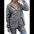 thumbnail image 3 of Impermeables para Mujer, Impermeables, Resistentes Al Viento, Ajustables, con Capucha y Bolsillos. Gris Oscuro L, 3 of 9