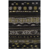 SAFAVIEH Tibetan Colton Tibetan Shag Area Rug, Black/Green, 5'1" x 7'6"