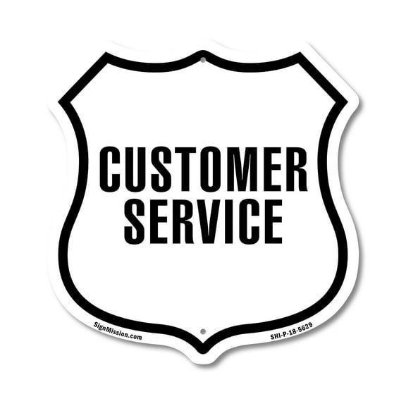 Customer Service (5 Pack) 12 inch X 12 inch Shield-Shaped Rust-Free Aluminum Metal Signs Weather Resistant Made in the USA