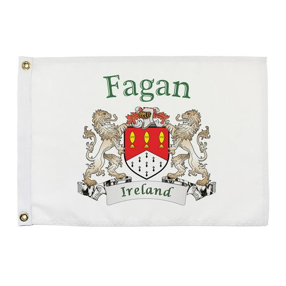 Fagan Irish Coat of Arms Small White Flag - 16"x10.5" inches
