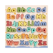 Children Wooden Abc Puzzle Montessori Education Toy Preschool Game Upper Case and Lower Case Letters for Preschoolers Family Game Boys Girls