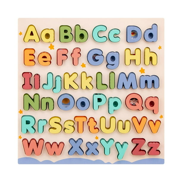 Niños de madera Abc rompecabezas de reconocimiento de color juguete de aprendizaje de letras rompecabezas juguetes preescolar juego aprender alfabeto