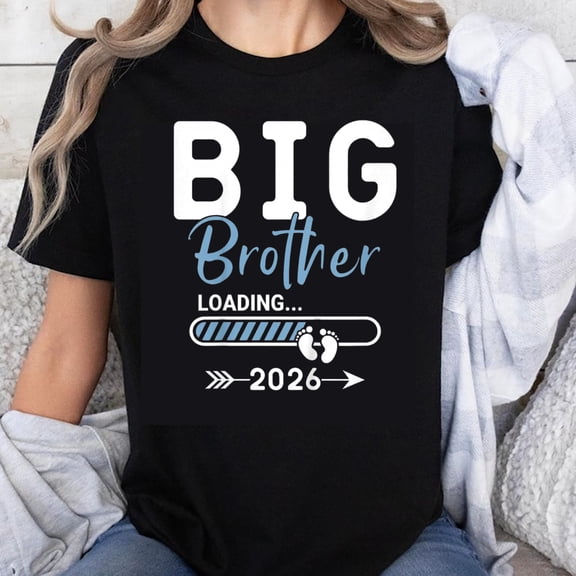 100% Cotton Big Brother Loading 2026 Pregnancy Announcement Shirt for Expecting Parents Family Baby Gender Reveal Gift Tees